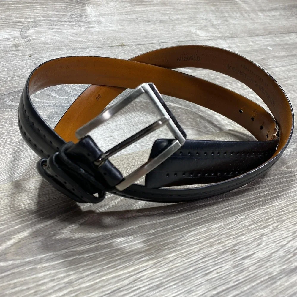 Johnston & Murphy Belt Mens 44 American Kip Leather‎ Classic BH2051D Made in USA